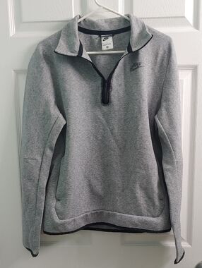 Nike Sweatshirt Men's Tech Fleece Quarter Zip Heather Gray Pullover Size M